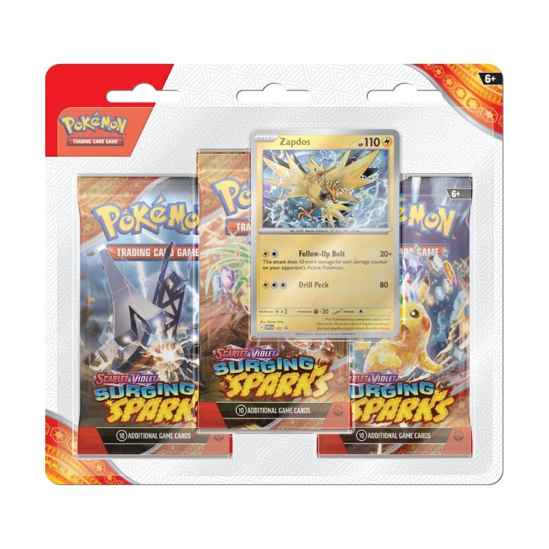 Pokémon TCG: Scarlet & Violet - Surging Sparks - 3pk Blister - Español - Imagen 2
